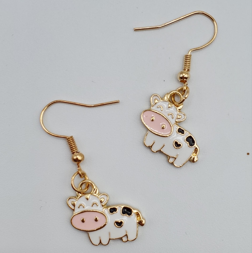 UHAVIT Women Girls Teens Cute Golden Cow Hook Dangle Earrings